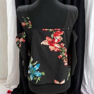 Walter Baker XS Black Floral Off-the-Shoulder Blouse Cold Shoulder Sleeve